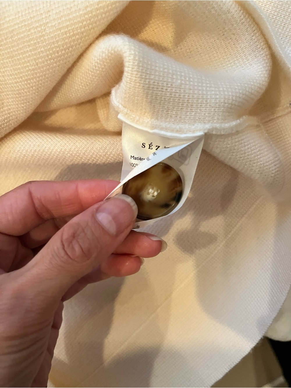Sezane Cream Button-Up Knit Jacket - Picture 4 of 12